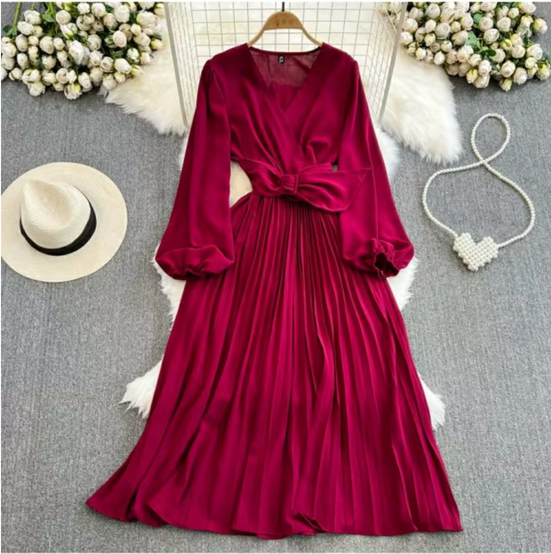 Amaze Me Midi Dress (Wine Red)