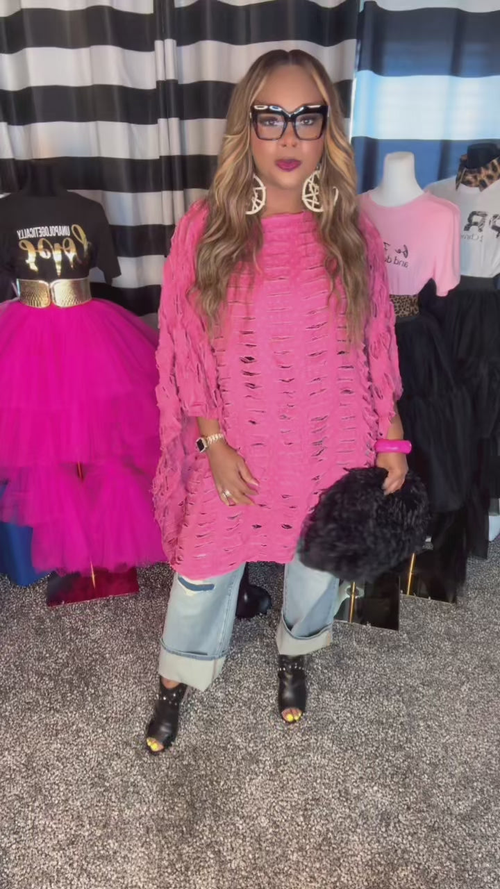 Ripped & Fabulous Tunic (Pink)