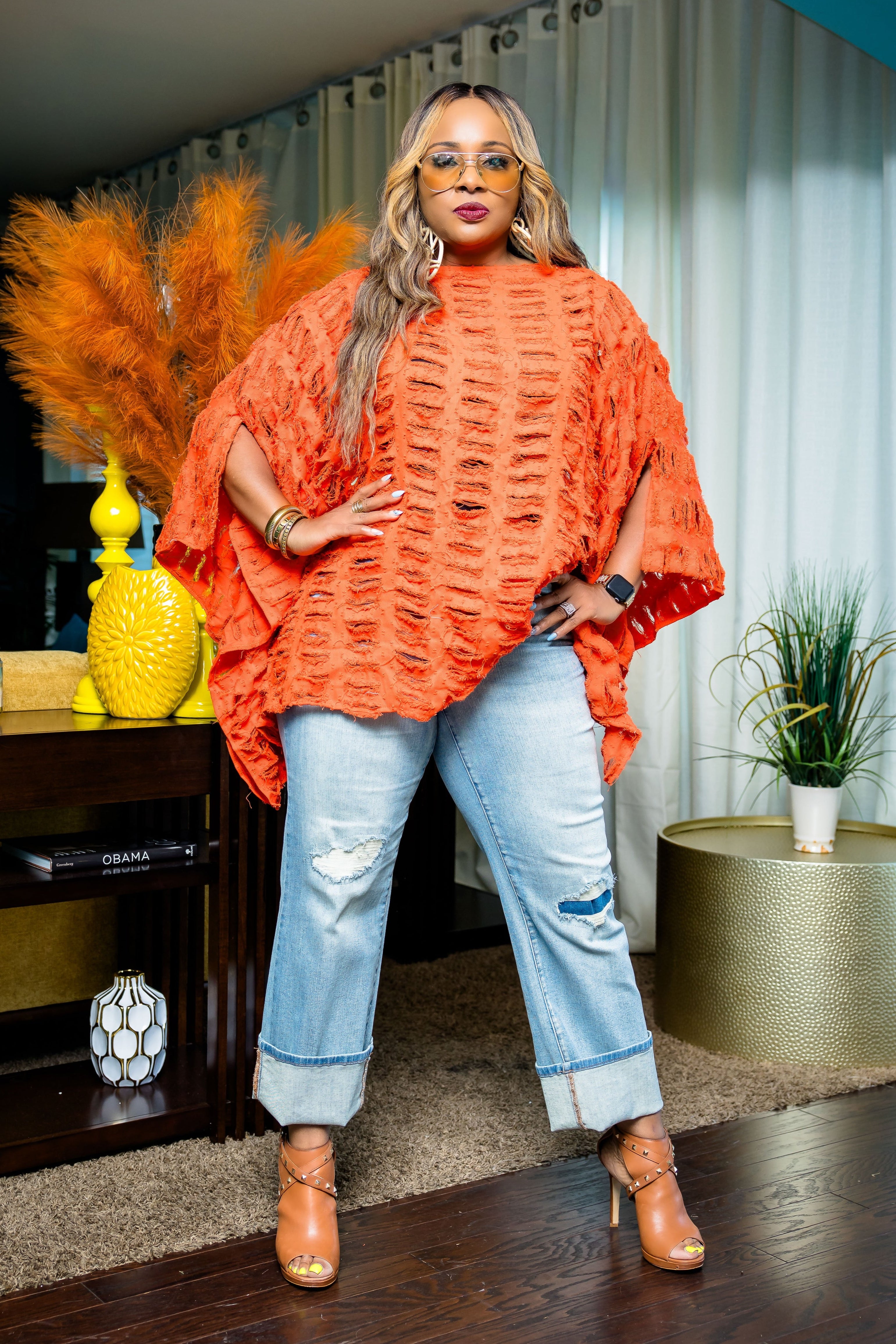 Ripped & Fabulous Tunic (Rust Orange)