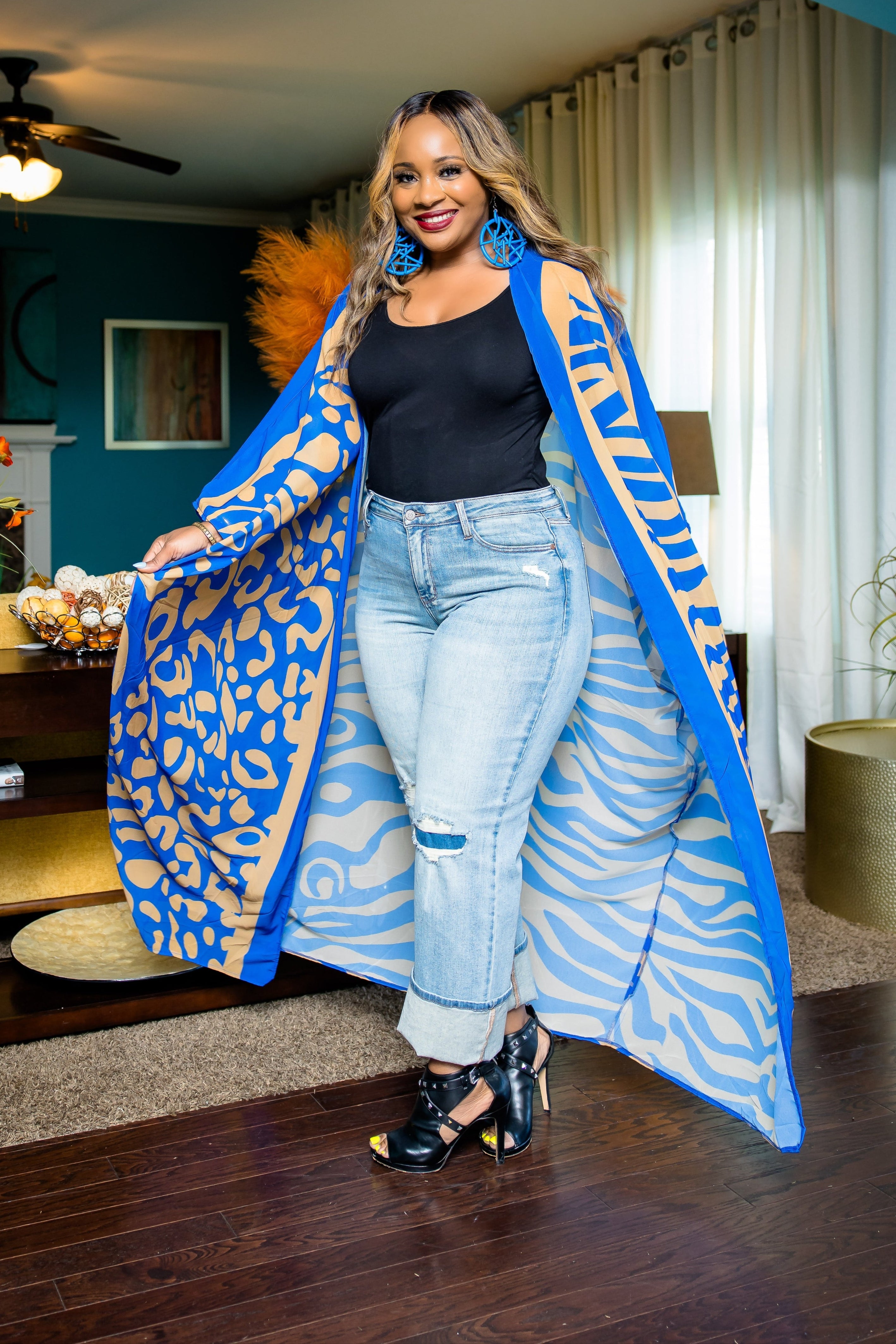 All About You Kimono (Blue/Gold)