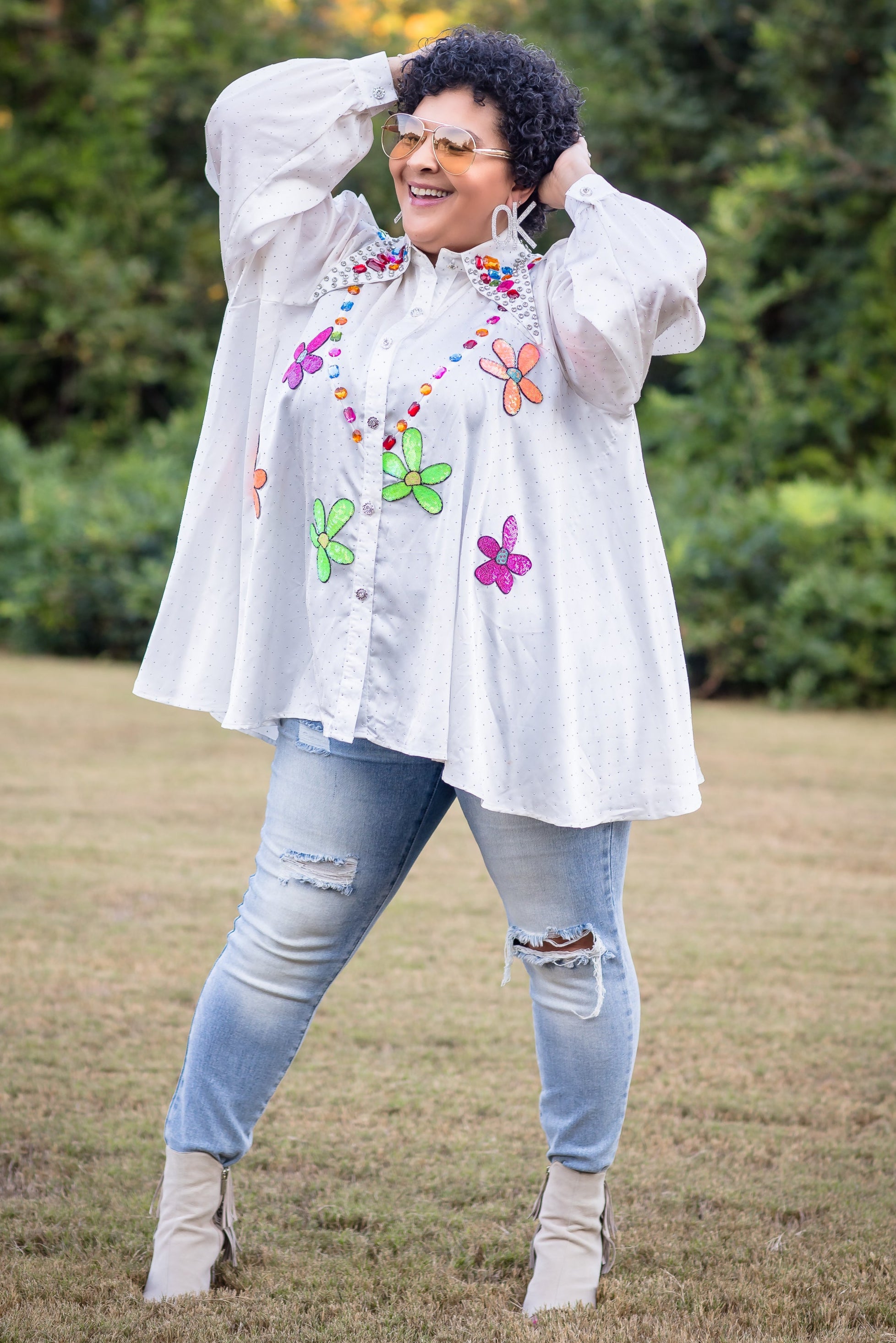 FABULOUS GEMS TOP BY TRISH M (white)