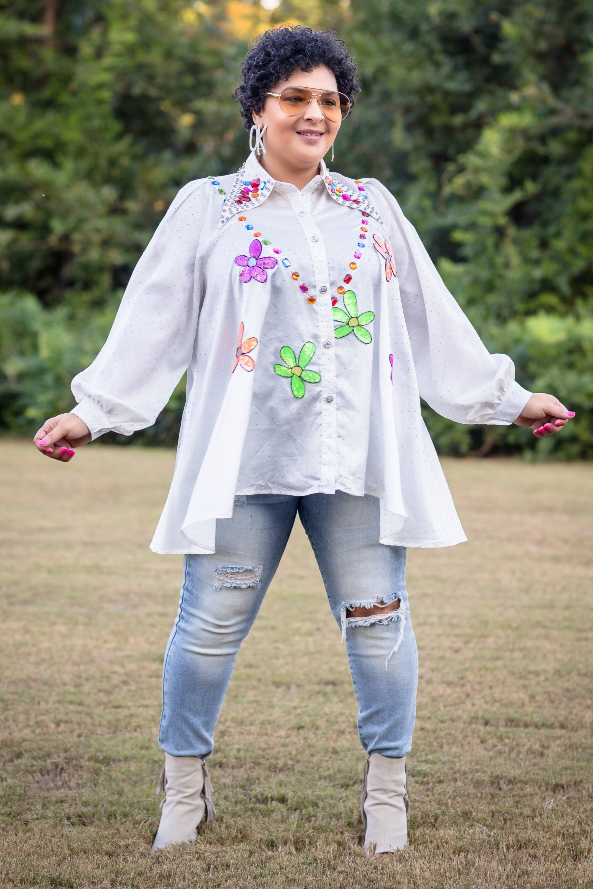 FABULOUS GEMS TOP BY TRISH M (white)