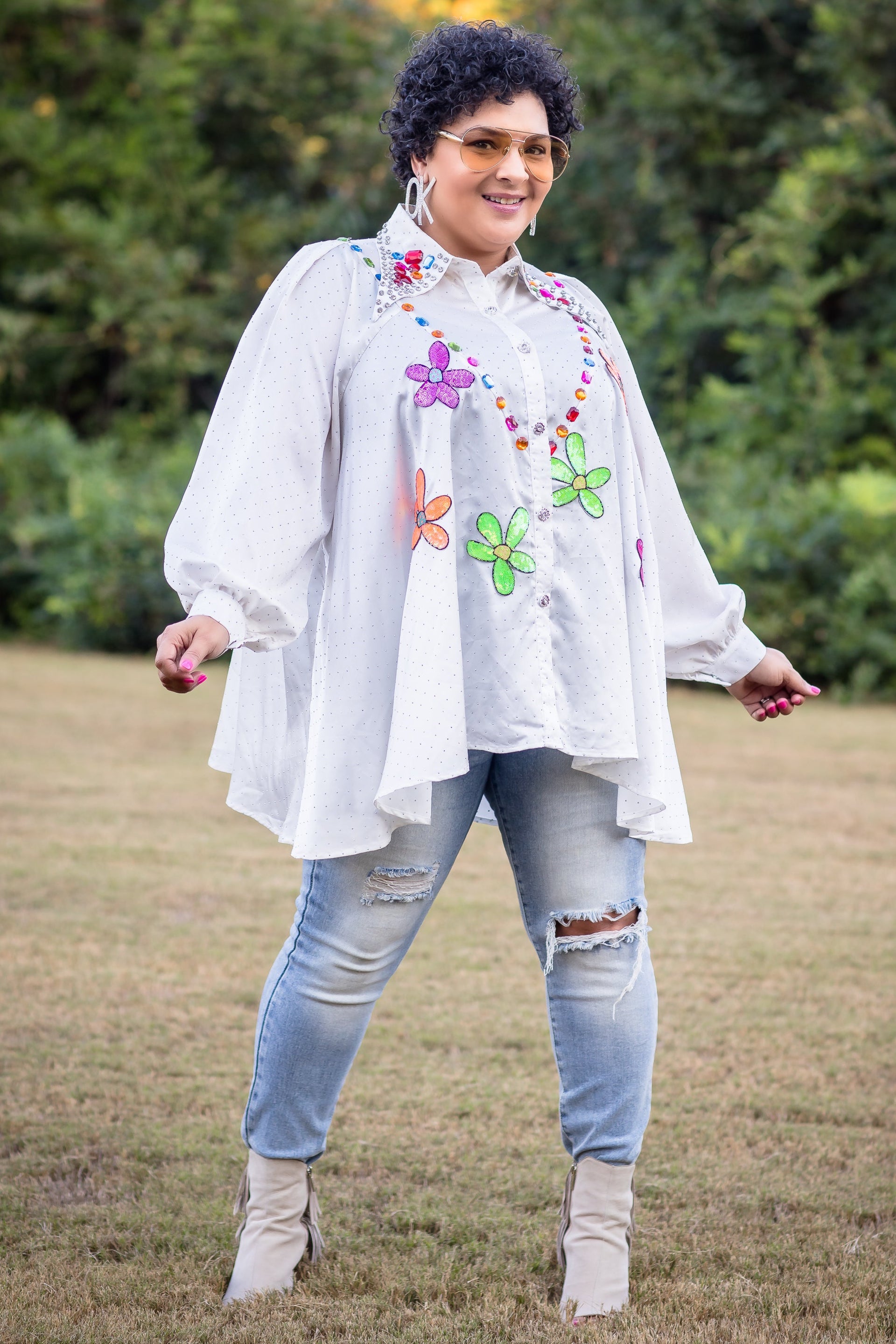 FABULOUS GEMS TOP BY TRISH M (white)