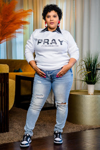 Pray Sweatshirt by Trish M (White)