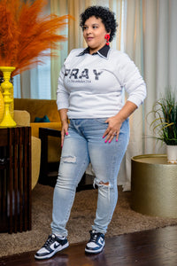 Pray Sweatshirt by Trish M (White)