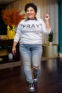 Pray Sweatshirt by Trish M (White)