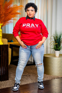 Pray Sweatshirt by Trish M (Red)