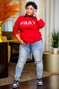 Pray Sweatshirt by Trish M (Red)