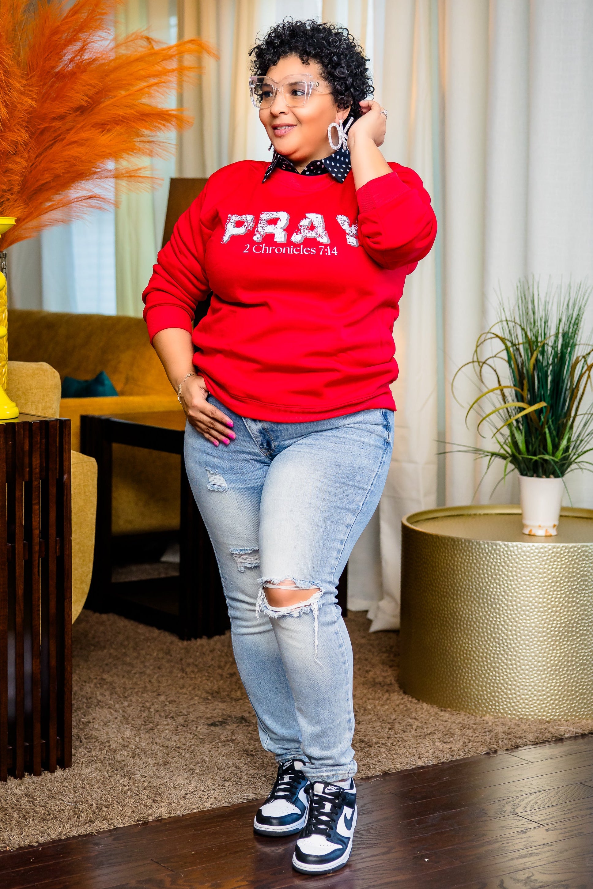 Pray Sweatshirt by Trish M (Red)