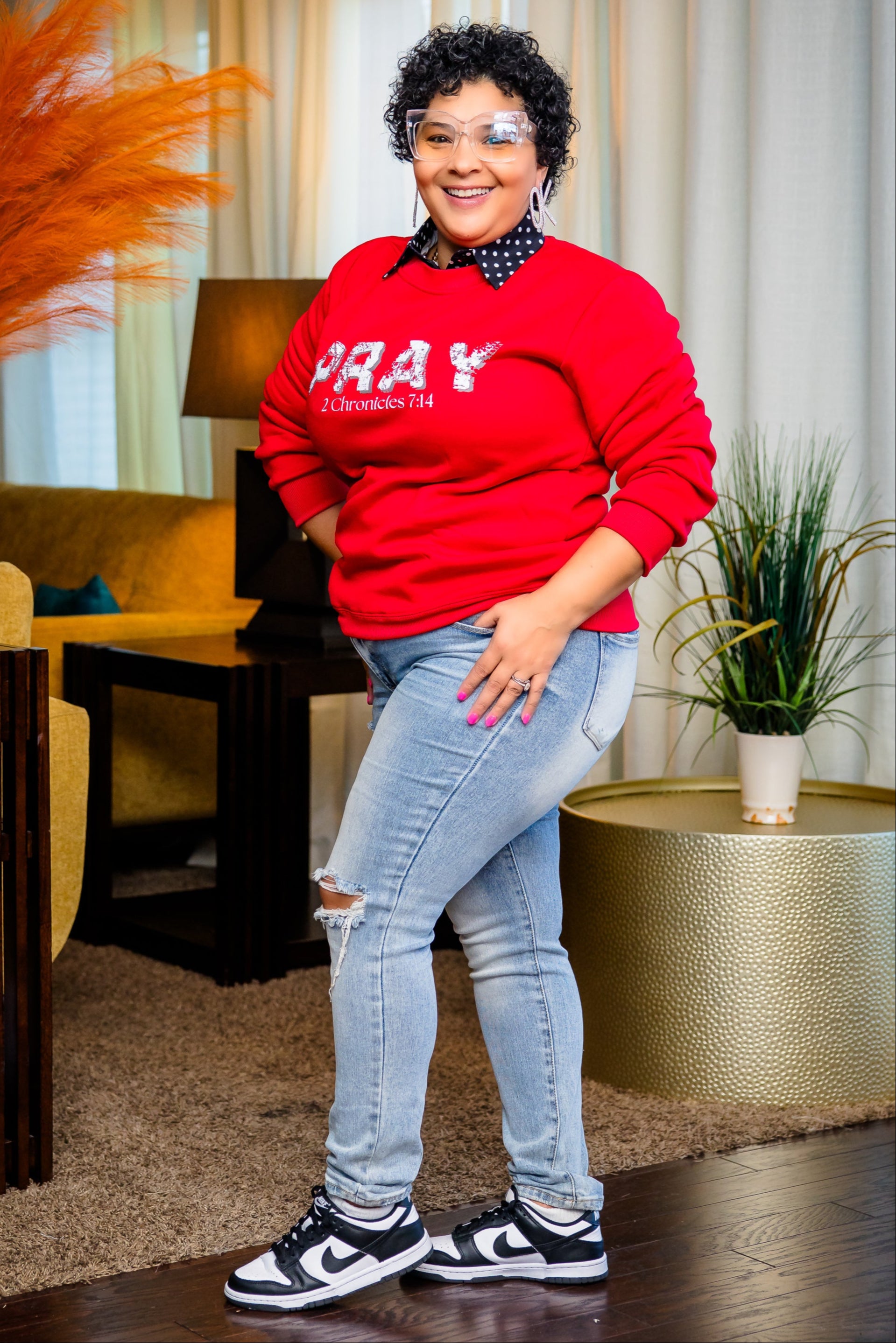 Pray Sweatshirt by Trish M (Red)
