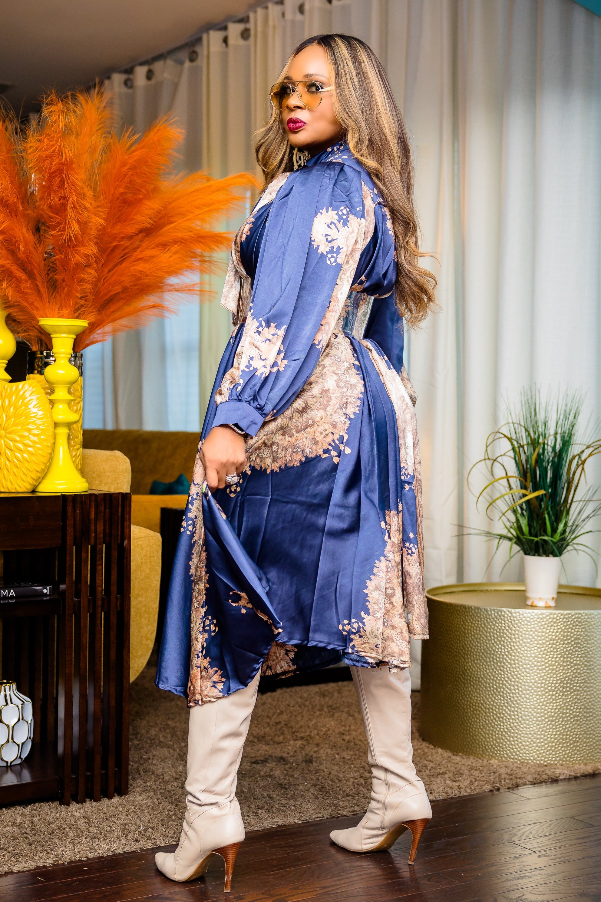 Vintage Beauty Swing Maxi (Blue Floral)