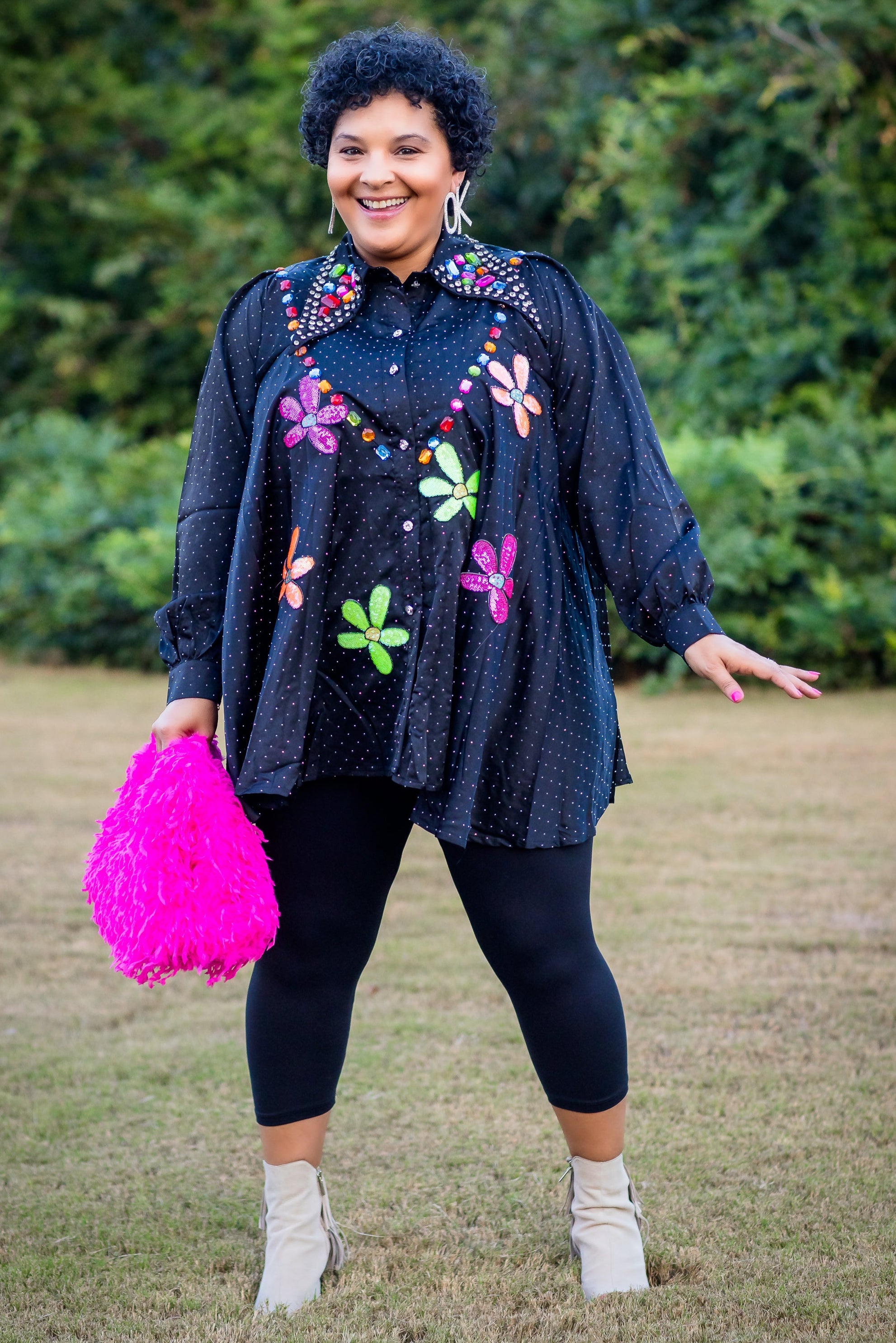 FABULOUS GEMS TOP BY TRISH M (black)
