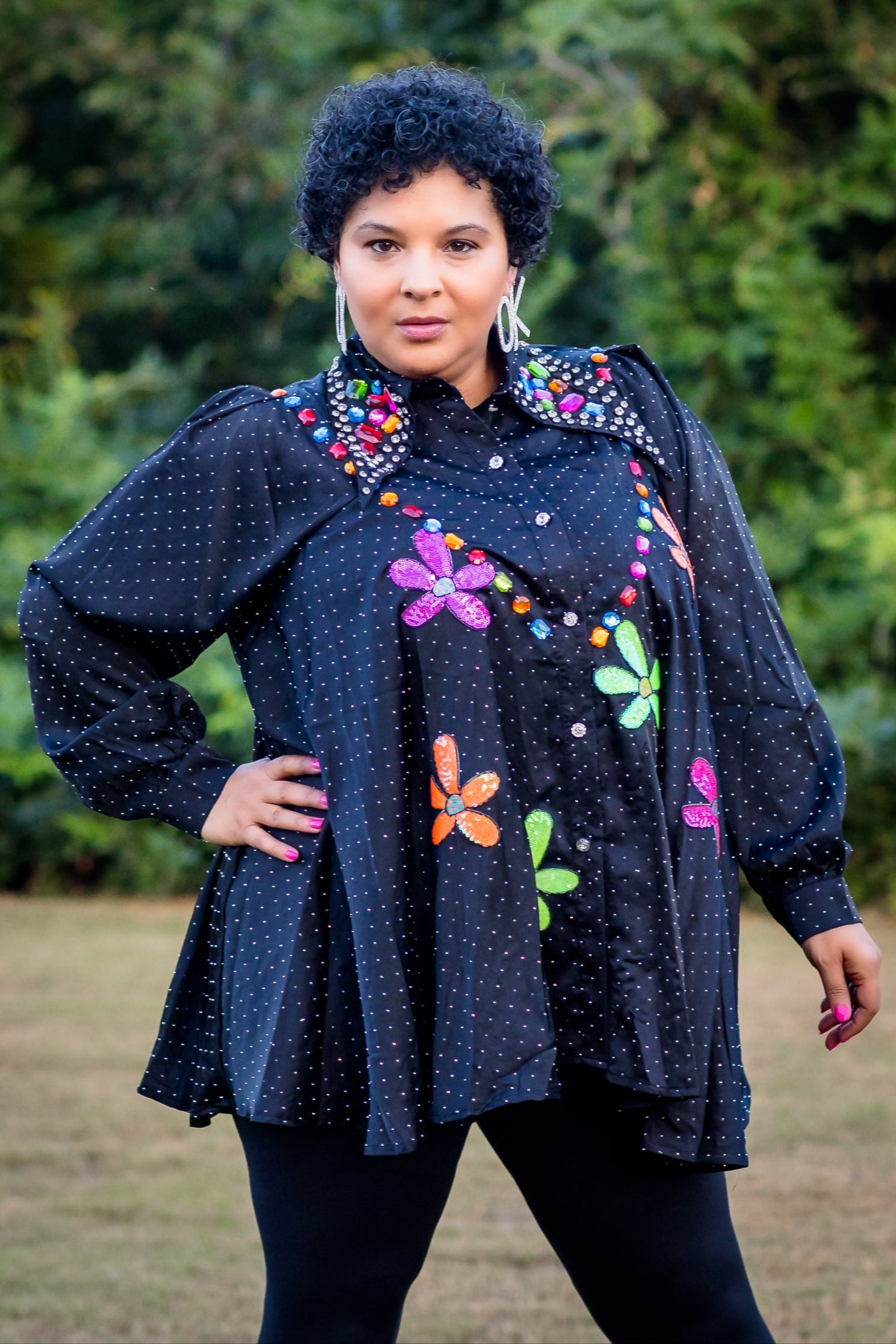 FABULOUS GEMS TOP BY TRISH M (black)