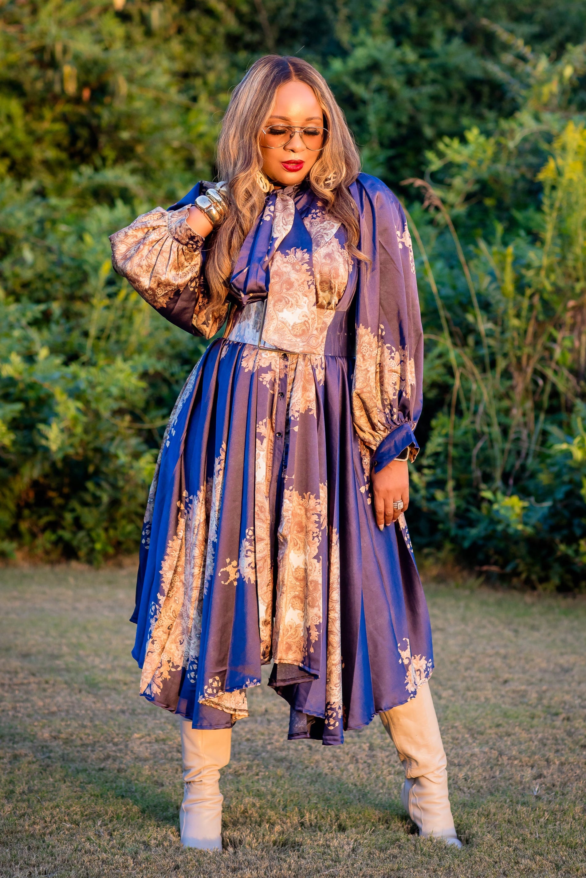 Vintage Beauty Swing Maxi (Blue Floral)