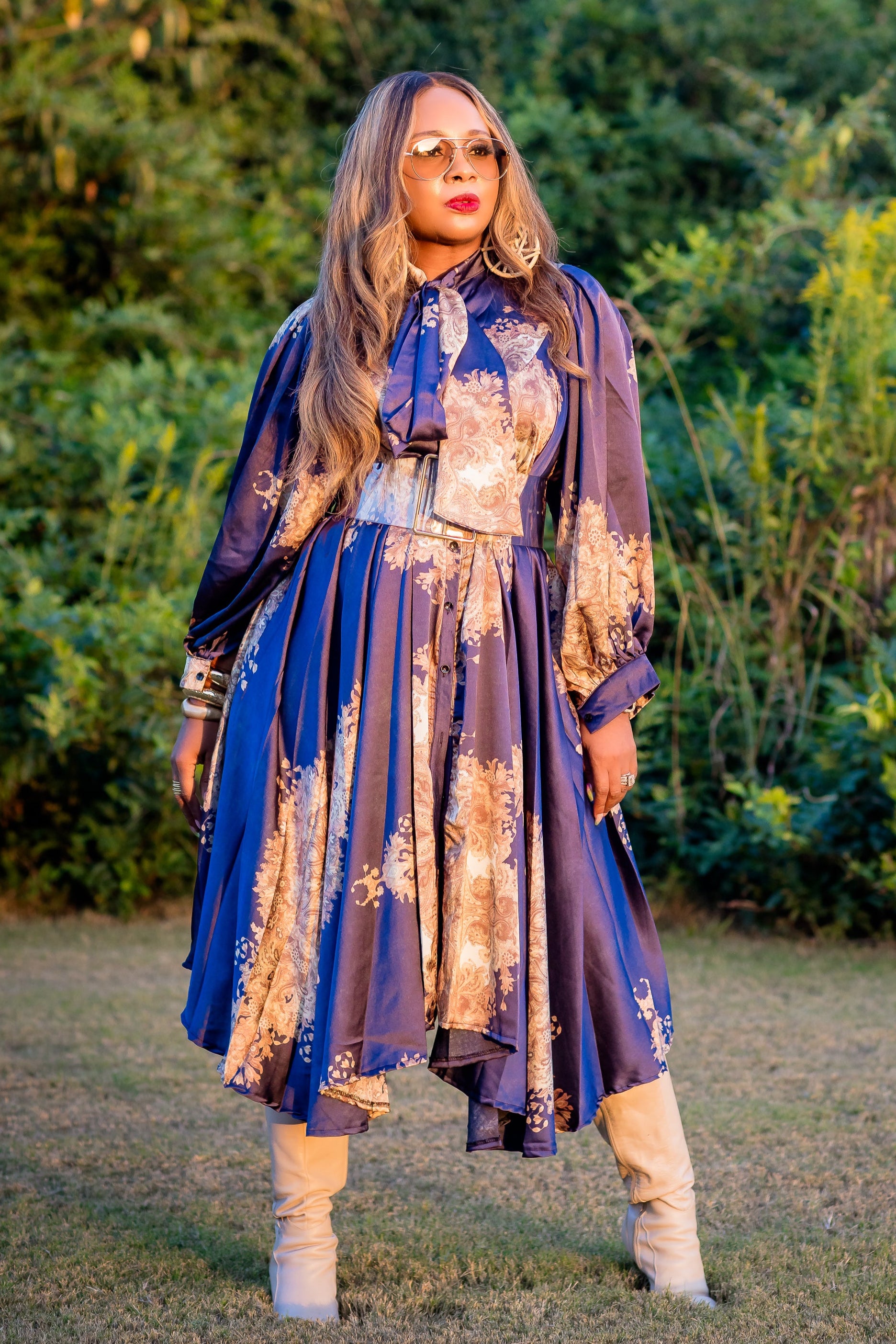 Vintage Beauty Swing Maxi (Blue Floral)