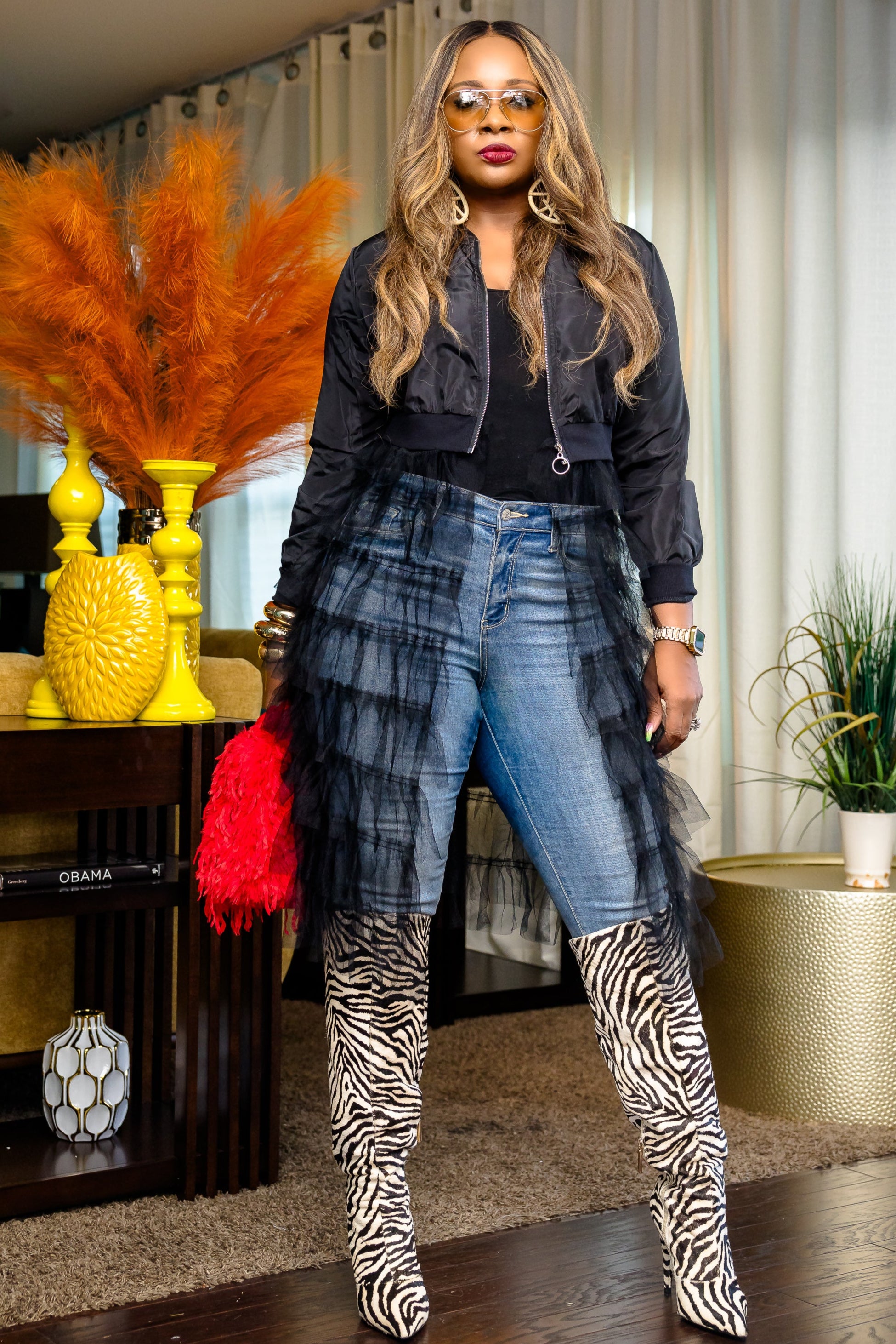RUFFLED UP BOMBER JACKET (black)