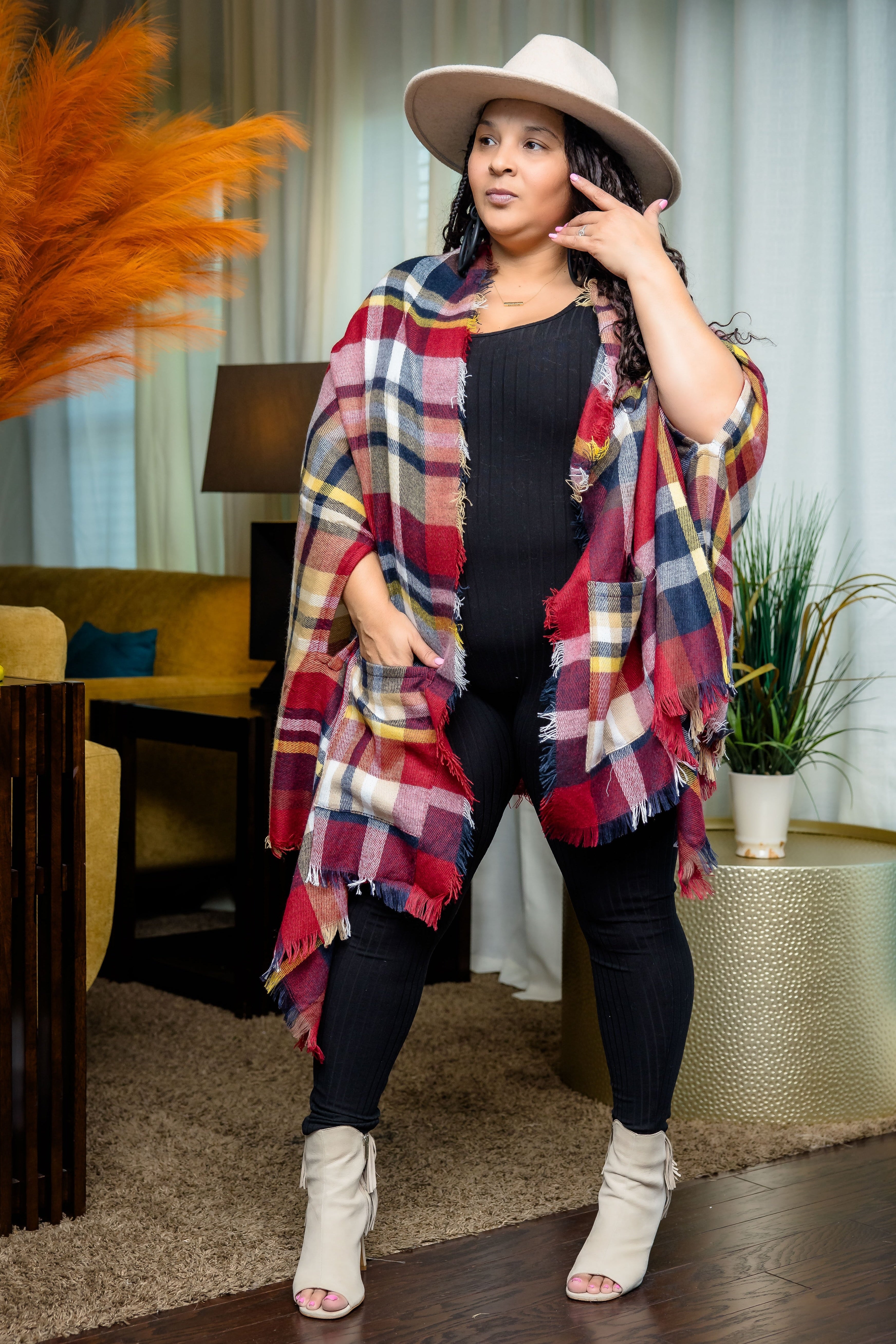 Fall Ready Cape Poncho (Red)