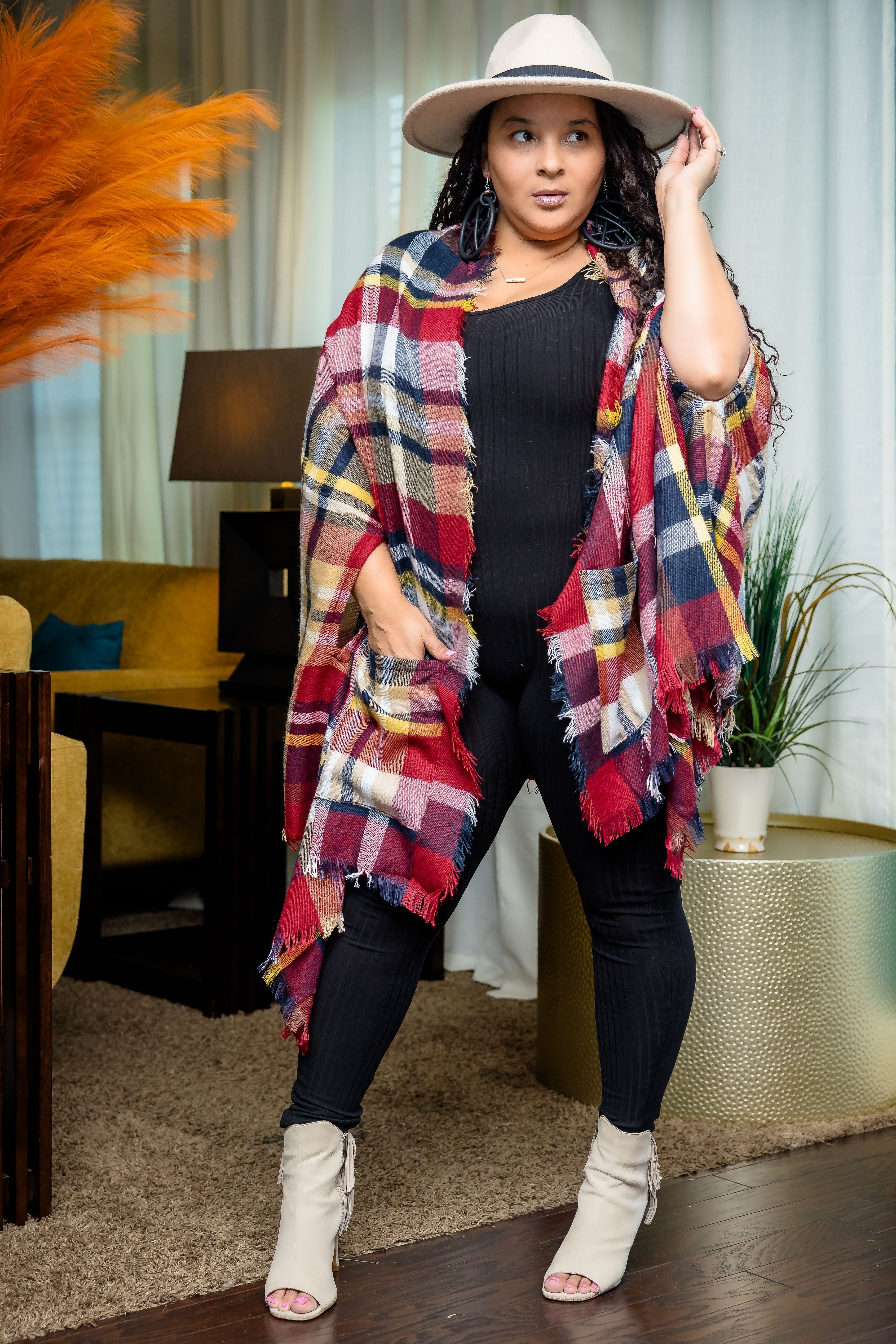 Fall Ready Cape Poncho (Red)