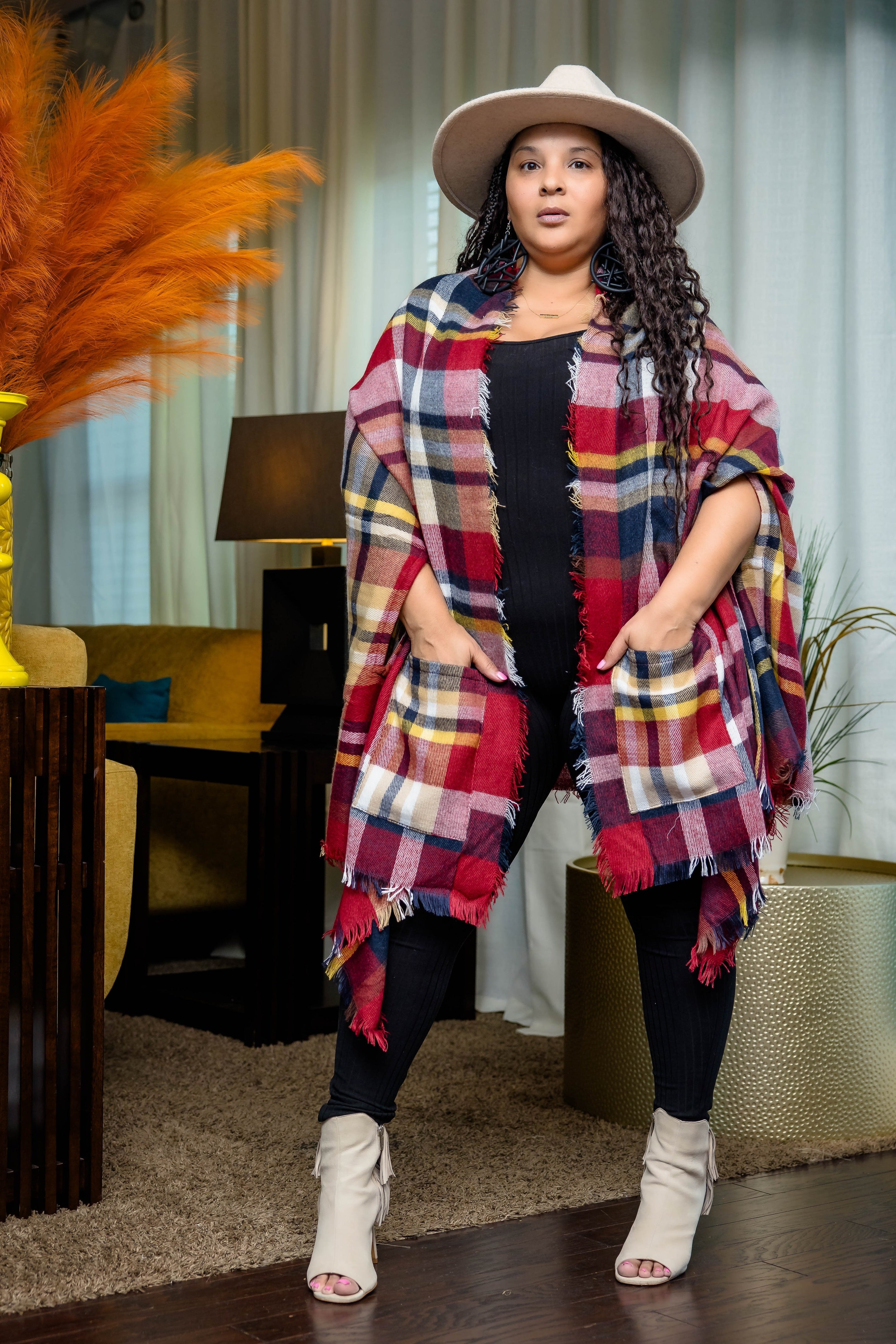 Fall Ready Cape Poncho (Red)