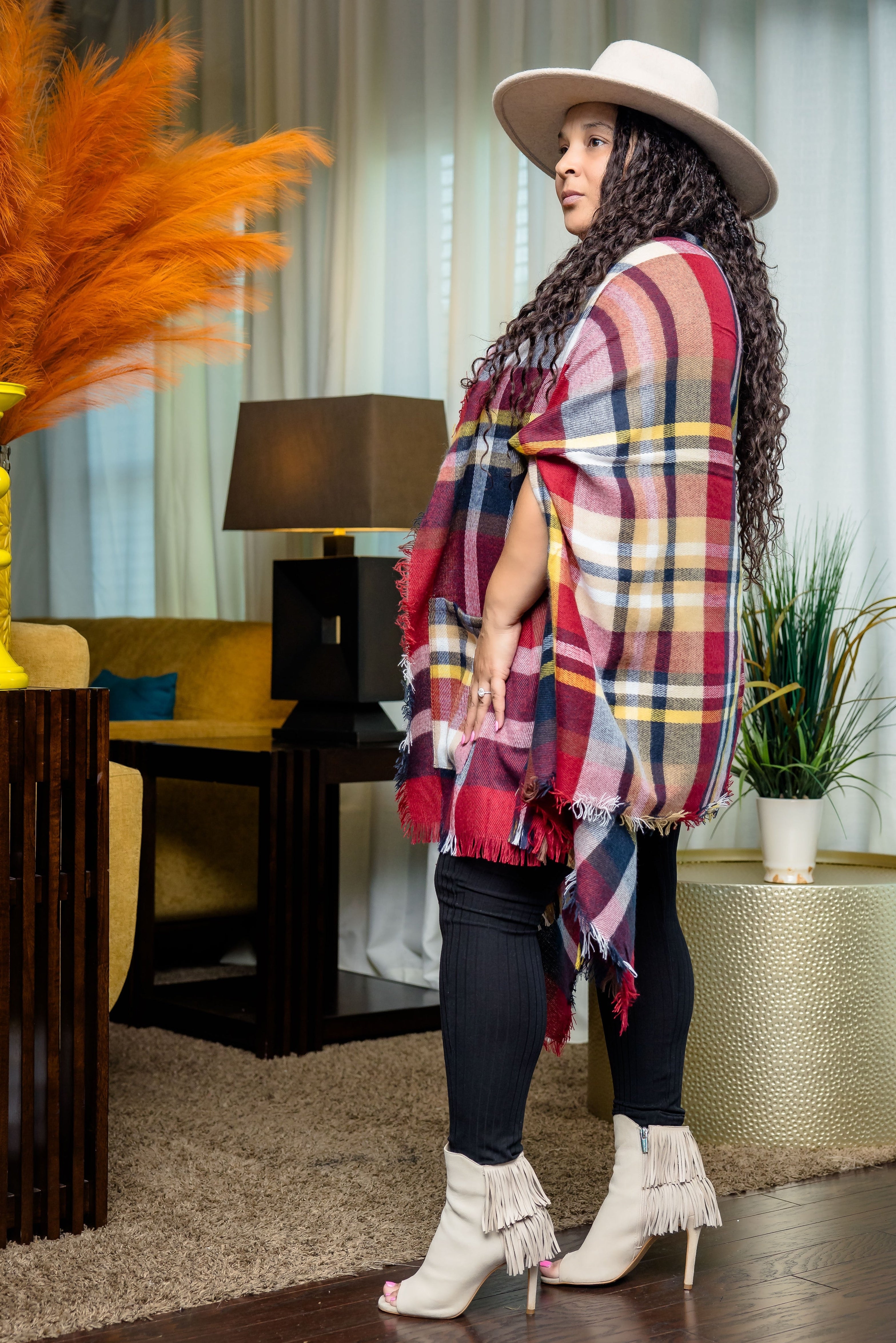 Fall Ready Cape Poncho (Red)