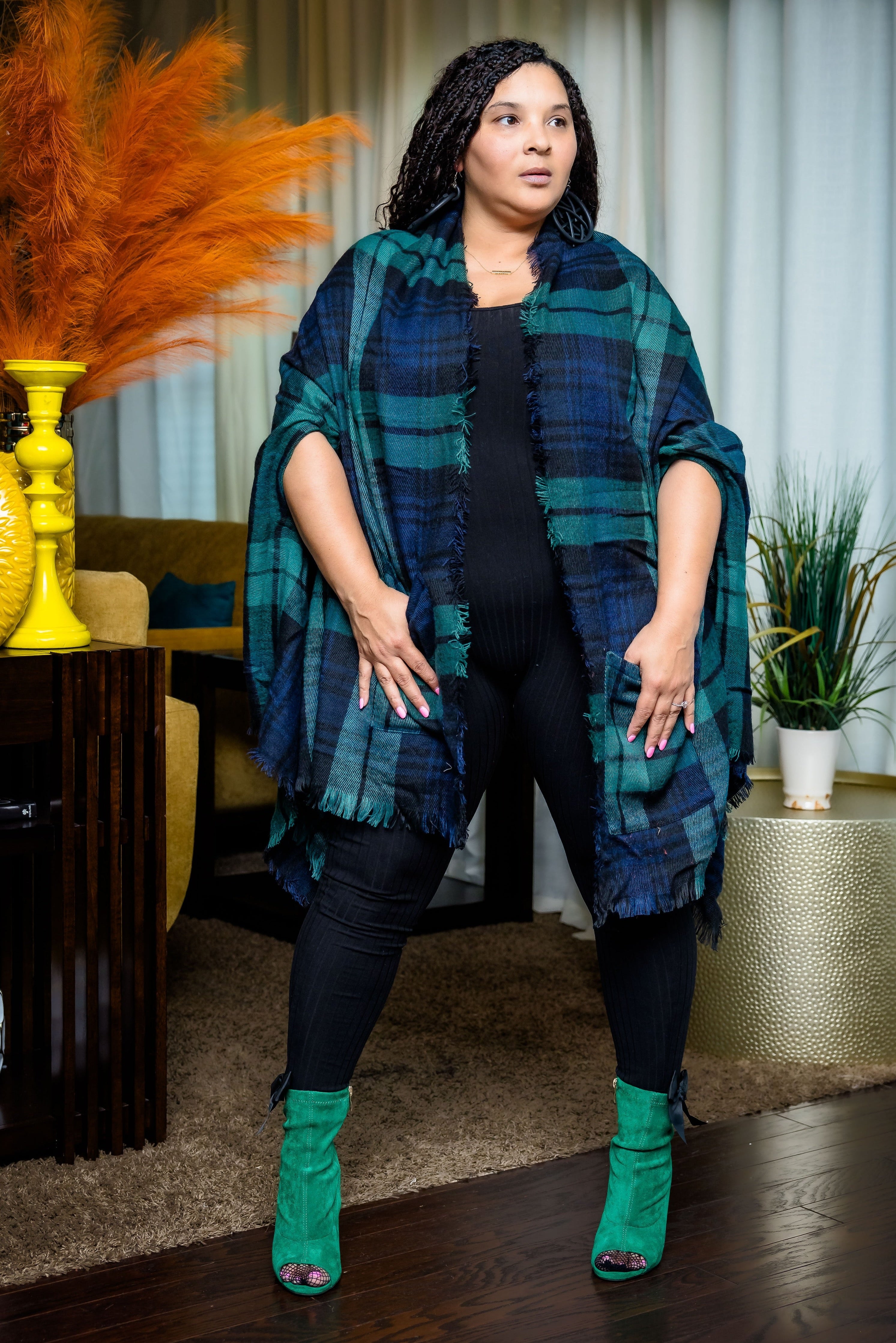 Fall Ready Cape Poncho (Green)