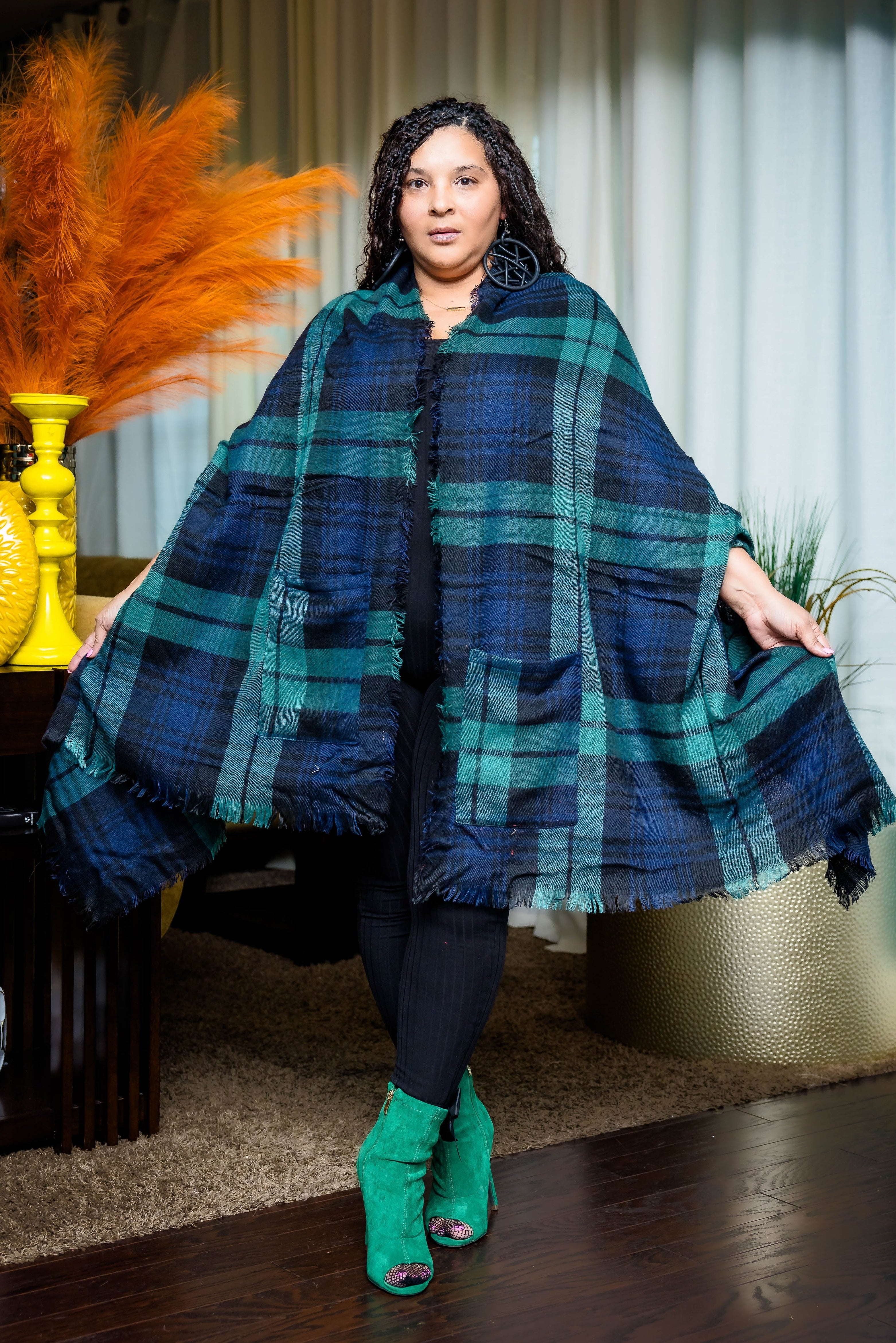 Fall Ready Cape Poncho (Green)