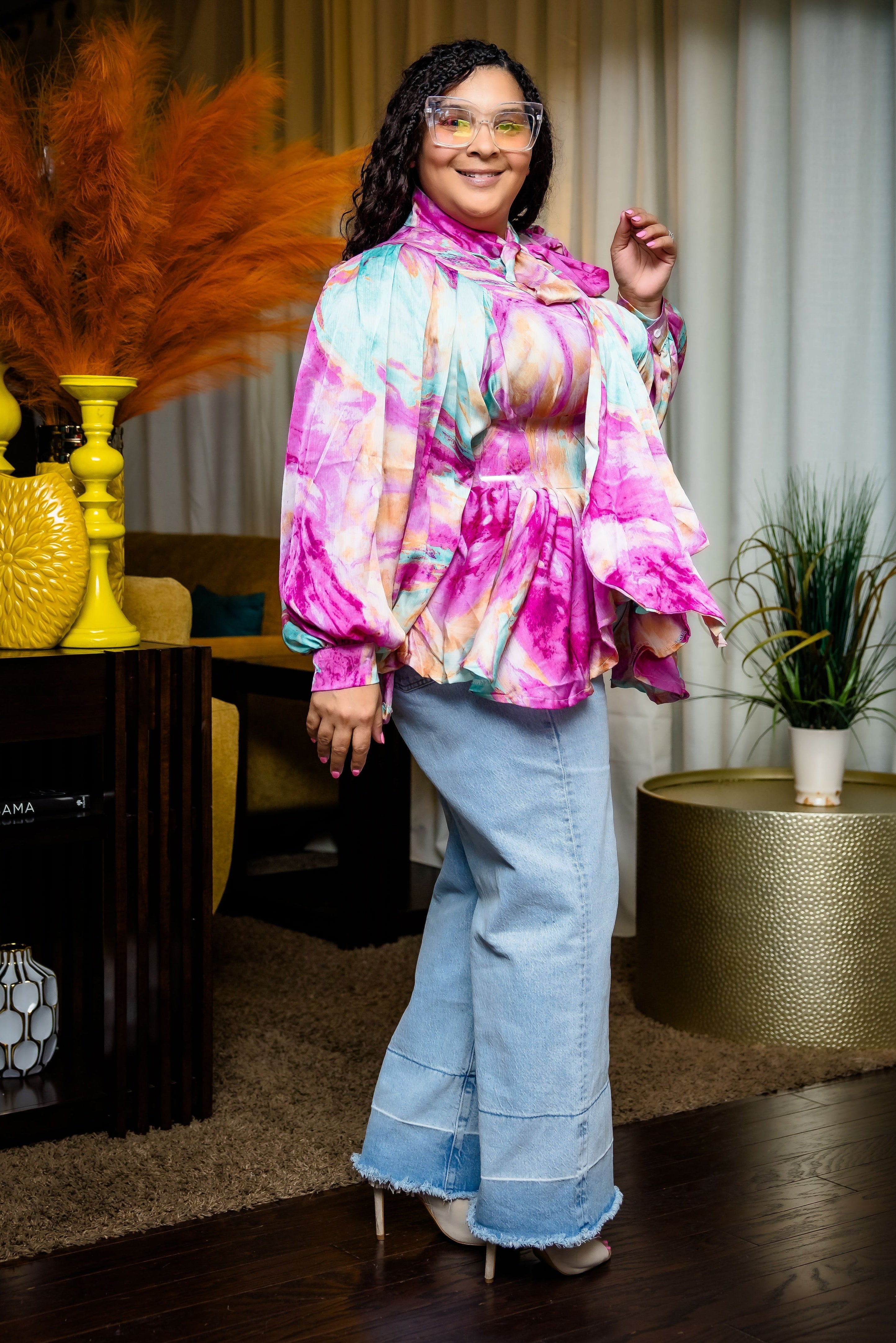 Vintage Beauty Top (Pink/Green)